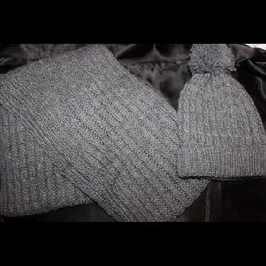 Gray Knitted Beanie and Scarf